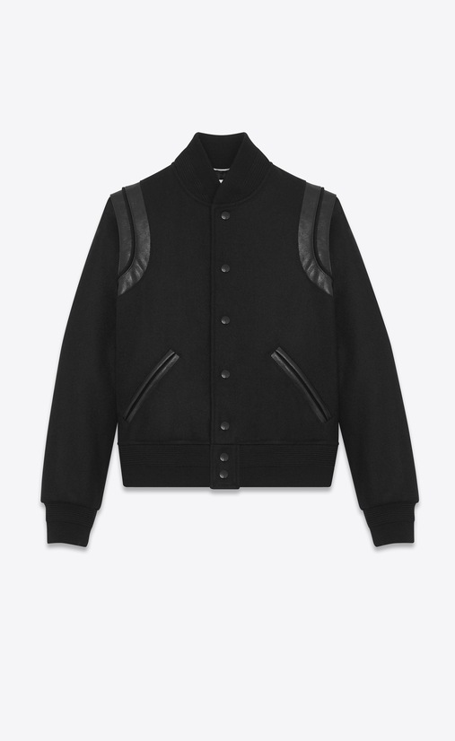 SAINT LAURENT カジュアルジャケット メンズ バーシティ ジャケット(ブラック/ヴァージンウール) a_V4